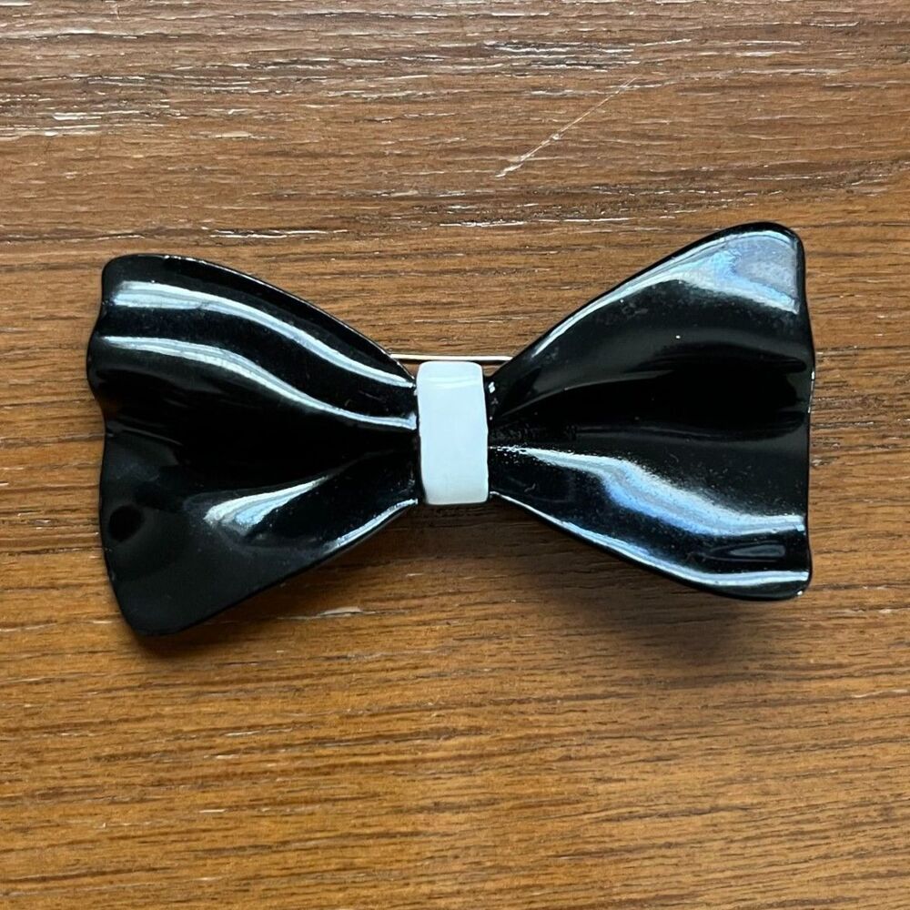 Vintage 80s Black Bow Pin